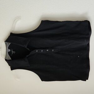 Banana Republic black sleeveless polo top Women S/M classic minimalist preppy